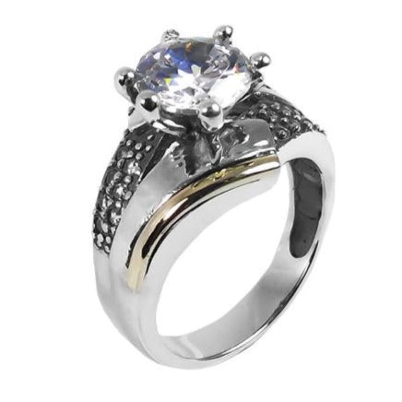 Anillo Oro y Plata solitario brazos con piedras colombiano - Metalli - 7 - Perfumisimo